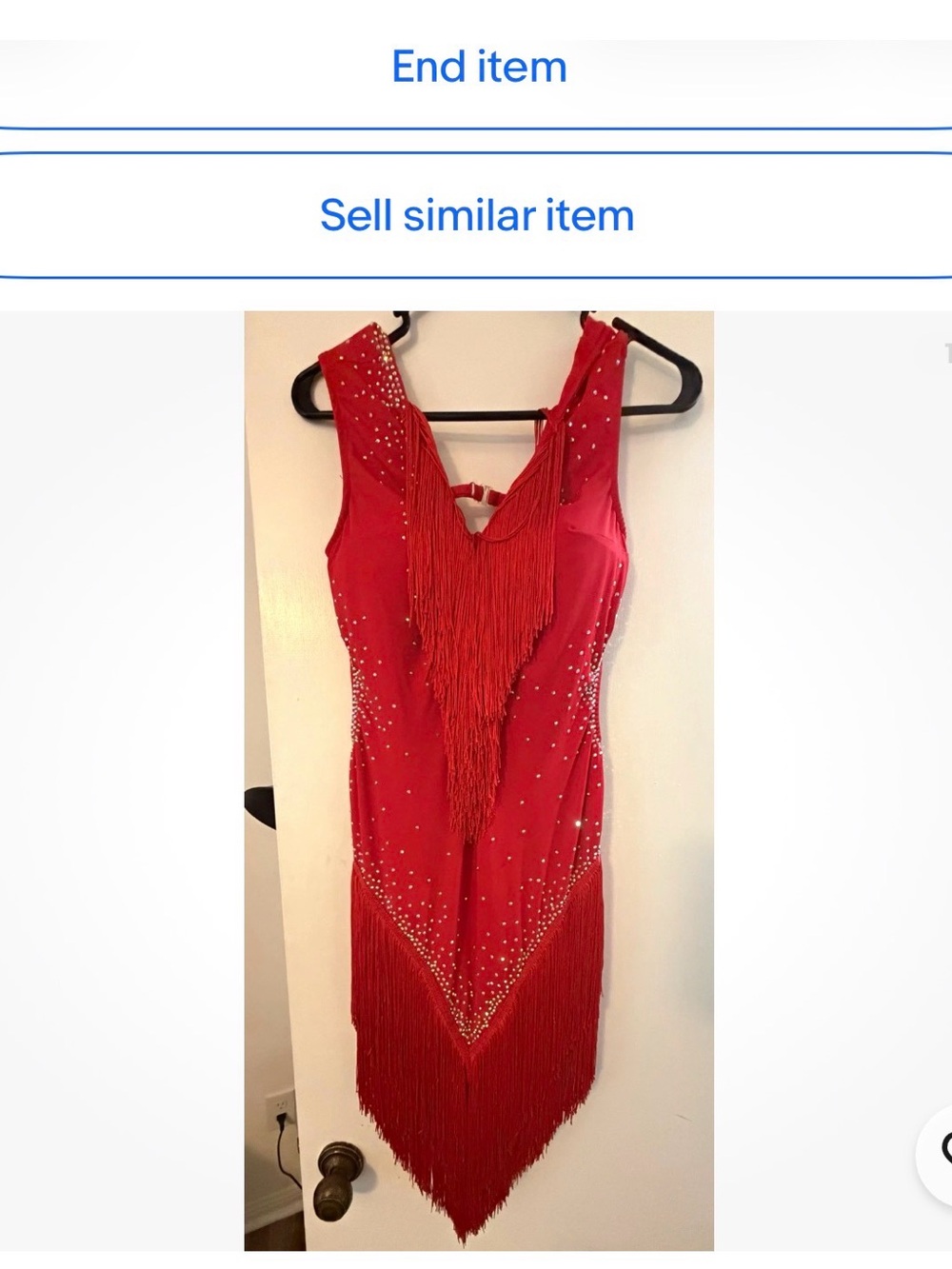 Red Fringe Rhinestone Evening Dress